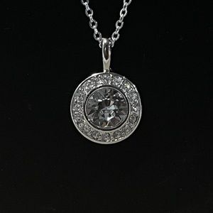 Swarovski crystal pendant necklace with white center stone and crystal bezel